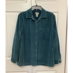L. L. Bean Women’s Corduroy Big Shirt Teal Small Soft Comfort Relaxed